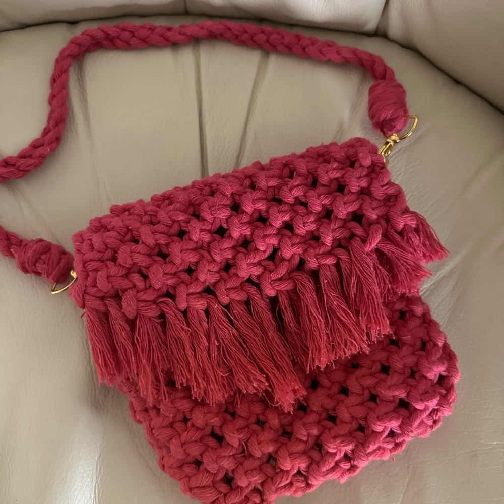 Handcrafted Pink Braided Women's Bag
